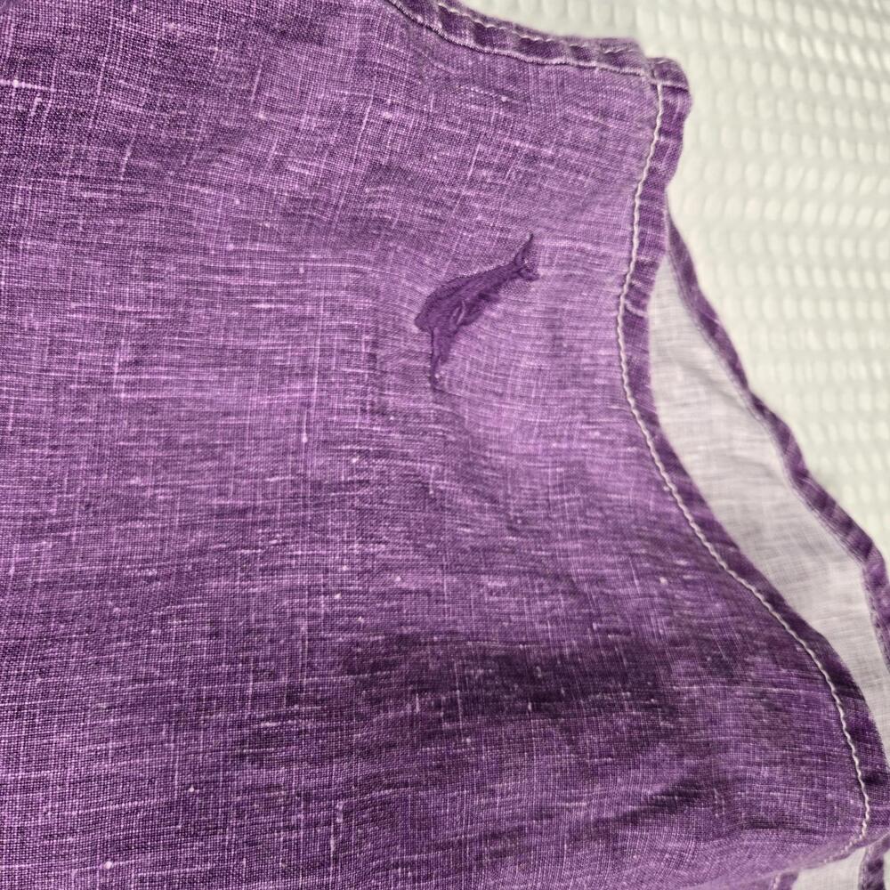 Tommy Bahama XXL Purple 100% Linen Long Sleeve Button Down Shirt Coastal Resort - Picture 4 of 9